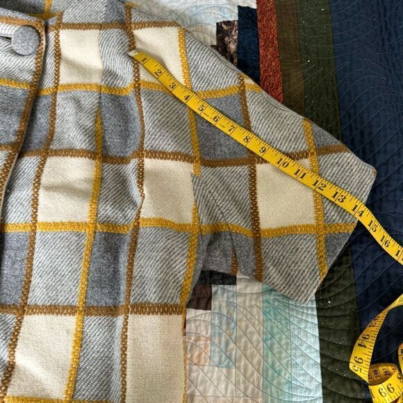 Vintage 60/70s Short Sleeve Dress Coat Yellow and Gray Plaid Large Button Sz S/M - Picture 9 of 9